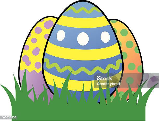 Wielkanoc Jaja W Trawie - Stockowe grafiki wektorowe i więcej obrazów Bez ludzi - Bez ludzi, Grafika wektorowa, Grupa przedmiotów