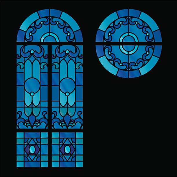 Stained glass window graphic images vector art illustration