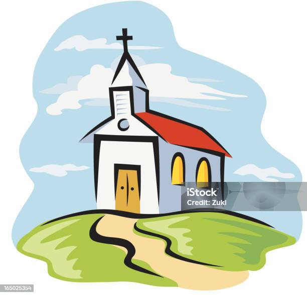 Igreja De País - Arte vetorial de stock e mais imagens de Igreja - Igreja, Campanário - Caraterística Arquitetural, Cena Rural