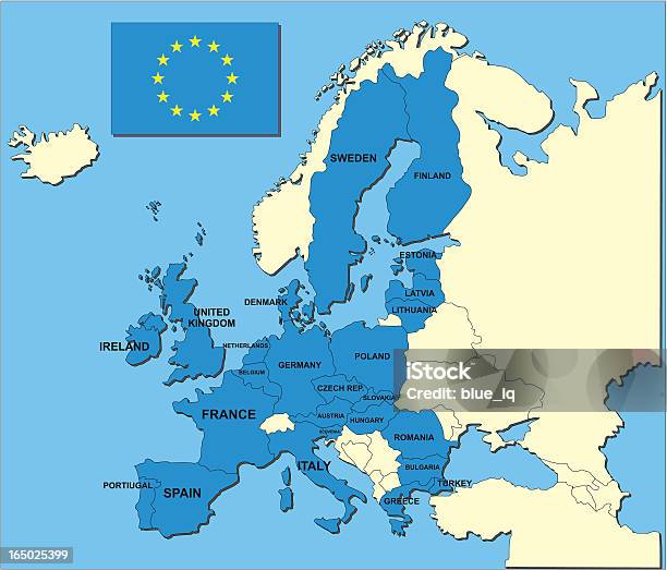 Mapa E Bandeira De Estadosmembros Da União Europeia No Formato Vectorial - Arte vetorial de stock e mais imagens de Mapa