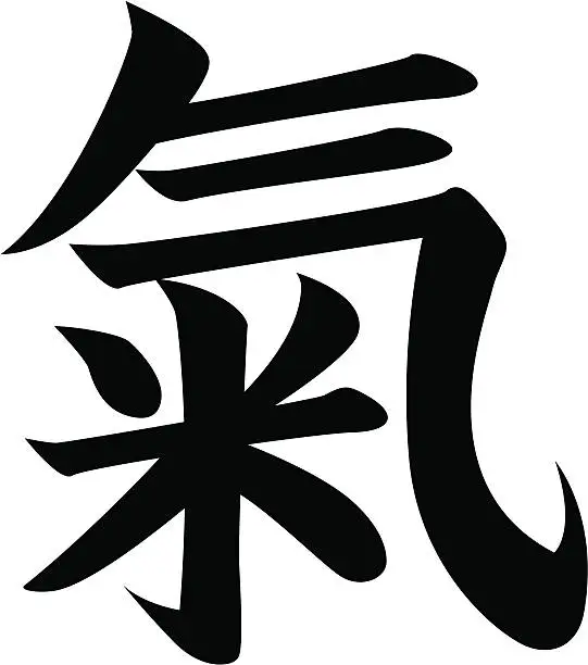 Vector illustration of vector - Japanese Kanji character SPIRIT, MIND, FORCE