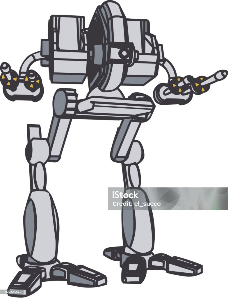 armed robot a grey armed robot Alien stock vector