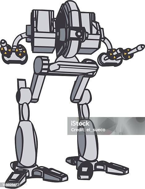 Armed Robot Stock Illustration - Download Image Now - Alien, Futuristic, Gray Color