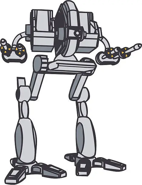 Vector illustration of armed robot