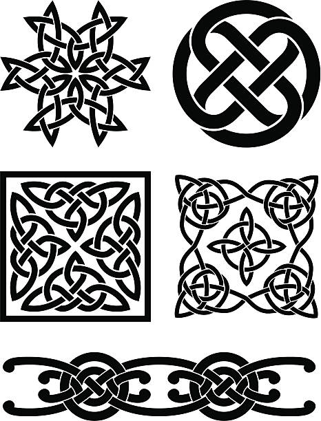 celtic węzłów - handcarves stock illustrations