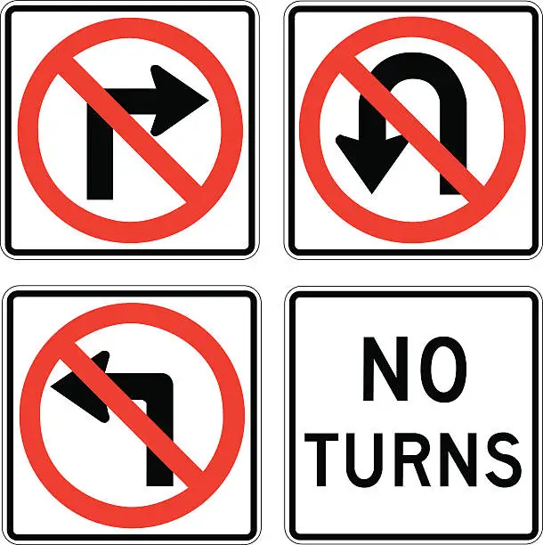 Vector illustration of No Turns