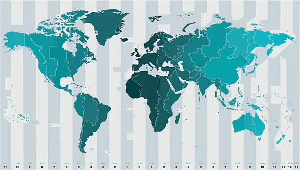 Vector illustration of Time zones vector