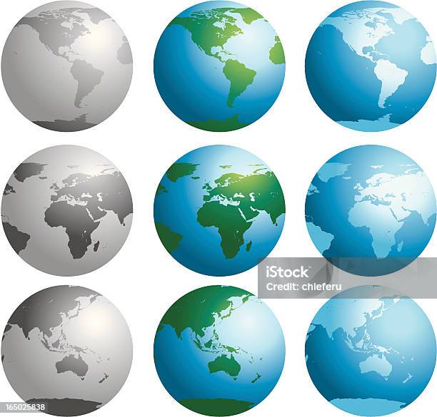 Vector Globos - Arte vetorial de stock e mais imagens de Globo terrestre - Globo terrestre, Norte, Mapa do Mundo