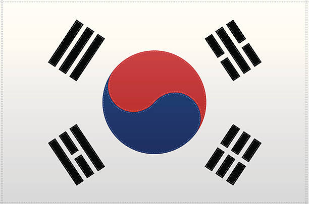 flaga korei (wektor - stitchflag stock illustrations