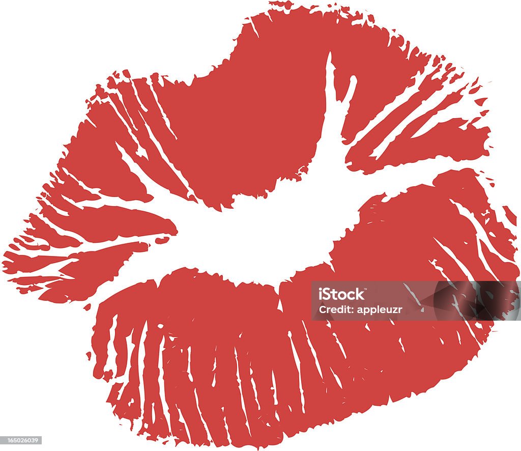 Kiss (красный - Векторная графика Отпечаток губ роялти-фри