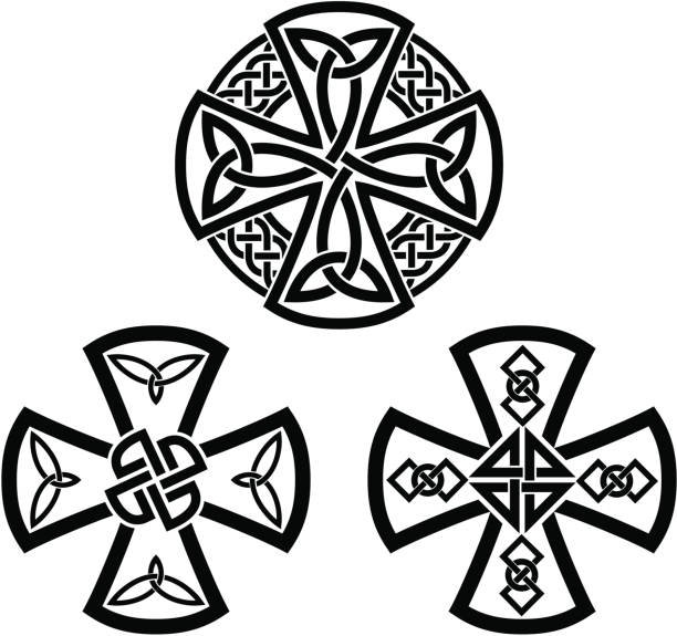 ilustraciones, imágenes clip art, dibujos animados e iconos de stock de las conexiones en cruz celta - celtic cross