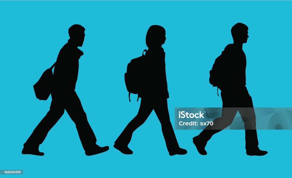 Back to School Students (Vector - arte vectorial de Silueta libre de derechos