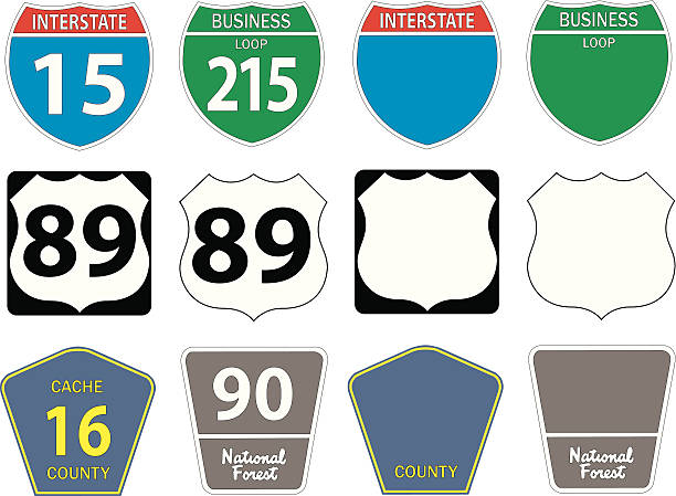 ilustrações de stock, clip art, desenhos animados e ícones de sinal de estrada - interstate