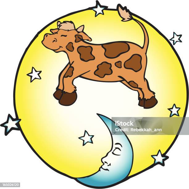 La Vache Sauté Audessus De La Lune Vecteurs libres de droits et plus d'images vectorielles de Lune - Lune, Vache, Comptine