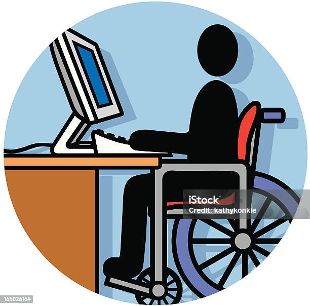Сотрудника Значок Для Инвалидной Коляски — стоковая векторная графика и другие изображения на тему Инвалидное кресло - Инвалидное кресло, Компьютерный монитор, Бизнес