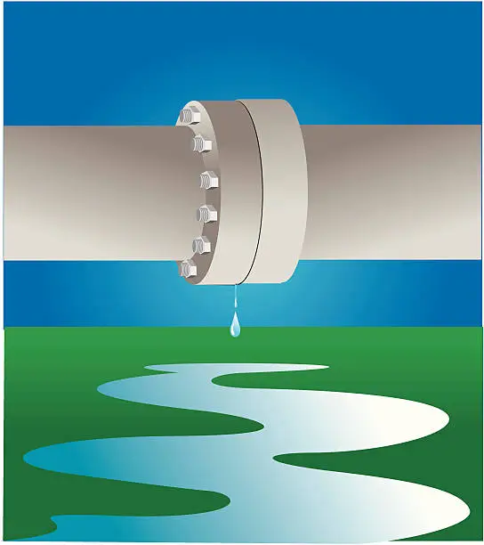 Vector illustration of leaking pipe dripping water