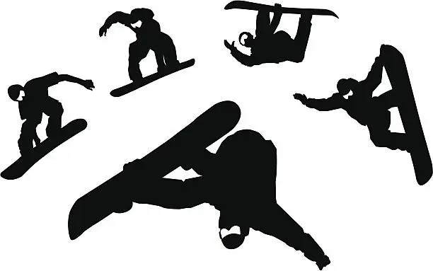 Vector illustration of Snowboarder Silhouettes