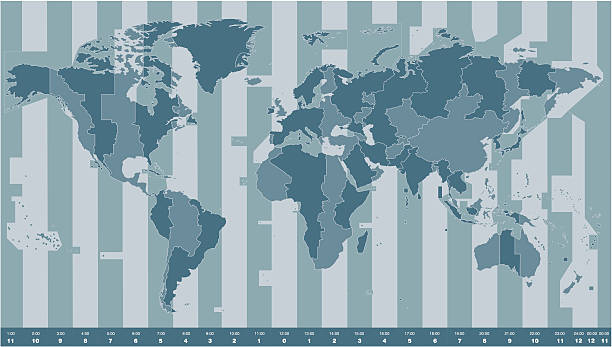 시간대 세계지도 - 시간대 stock illustrations