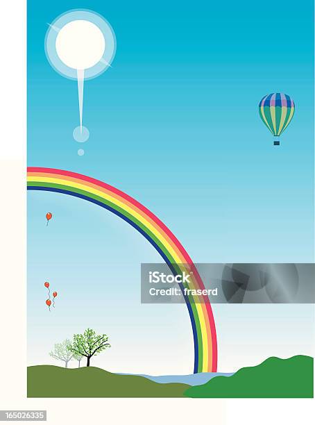 Hot Air Balloon — стоковая векторная графика и другие изображения на тему Блестящий - Блестящий, В воздухе, Векторная графика