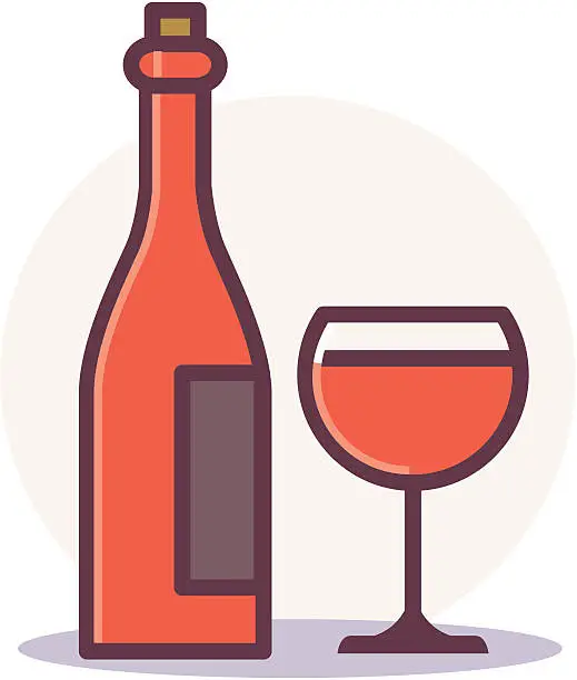 Vector illustration of Wine Bottle and Glass