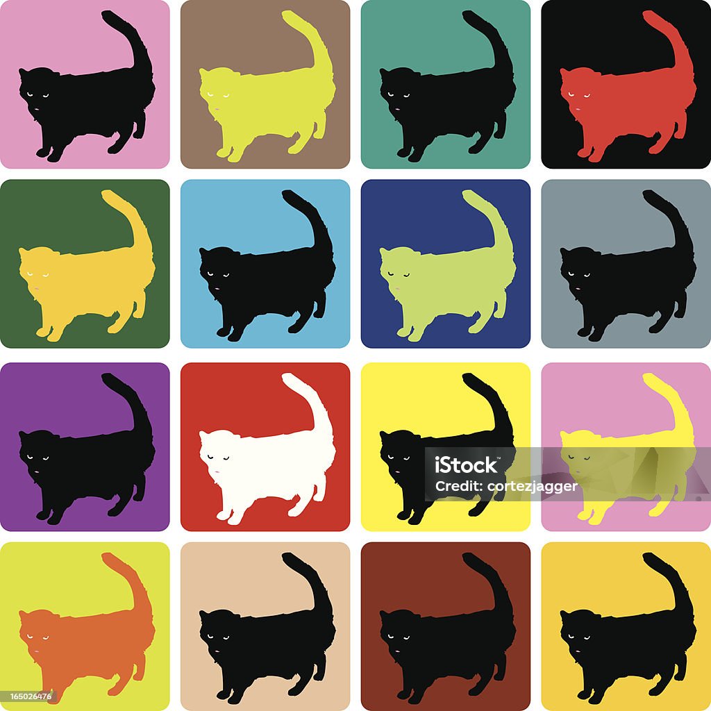 Dezasseis gatos (ilustração vetorial - Royalty-free Arte Pop arte vetorial