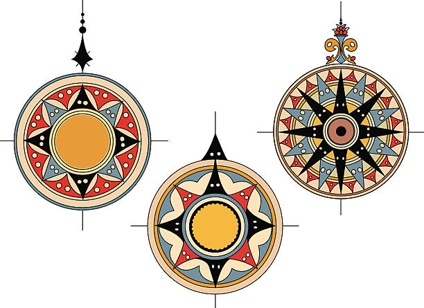 Ancient Compass roses 3 old compass roses in vector EPS and jpg format. nautical compass stock illustrations
