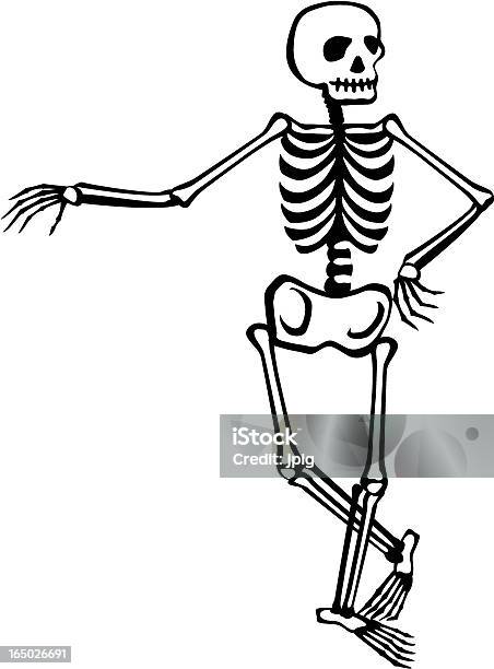 Esqueletocasual - Arte vetorial de stock e mais imagens de Esqueleto Humano - Esqueleto Humano, Descontrair, Inclinar-se - Pose