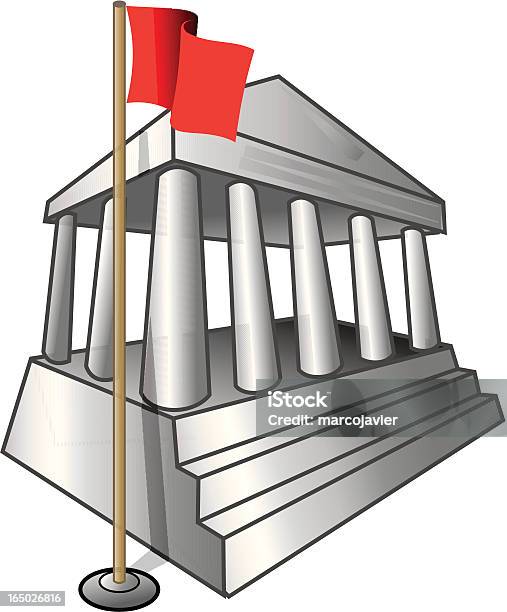 Palais De Justice Avec Drapeau Droit Et Crime Vecteurs libres de droits et plus d'images vectorielles de Couloir - Couloir, Deux objets, Drapeau