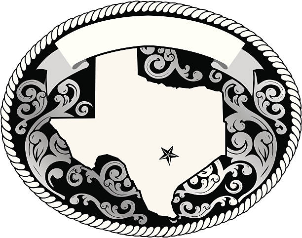 Decorative Buckle Decorative Buckle with Texas map. belt stock illustrations