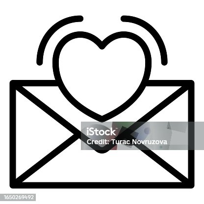 istock Love letter, envelope with heart line icon, love and dating concept, romantic message vector sign on white background, outline style icon mobile concept web design. Vector graphics. 1650269492
