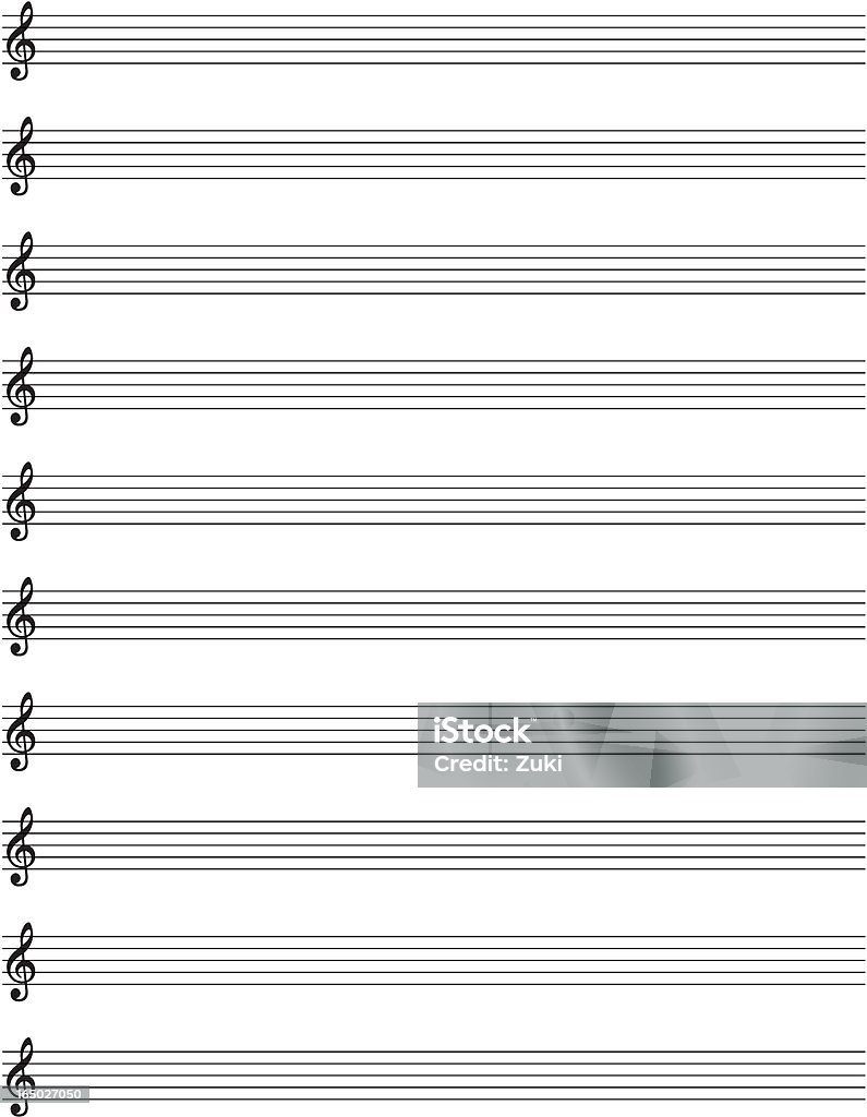 Clé de (triplé - clipart vectoriel de Partition musicale libre de droits