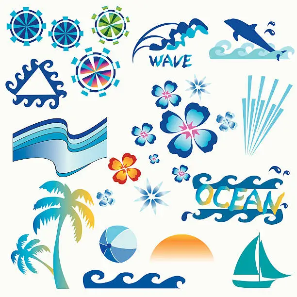 Vector illustration of Ocean Pattern Designs Set 2