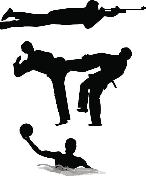 Shooting, Martial Art and water-polo vector art illustration
