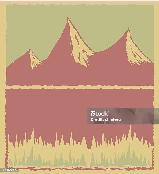 Montanhas E Relva - Arte vetorial de stock e mais imagens de Montanha - Montanha, Três Objetos, Amarelo