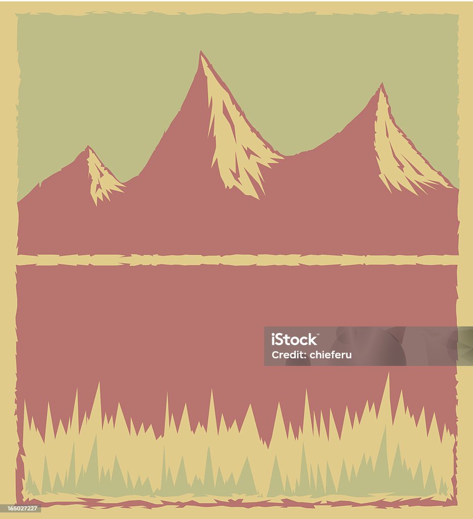 Mountains and Grass Three color vector illustration of mountains and grass. The sort of thing you might see in a coffee shop. NOTE: .zip file contains .ai and .eps Mountain stock vector