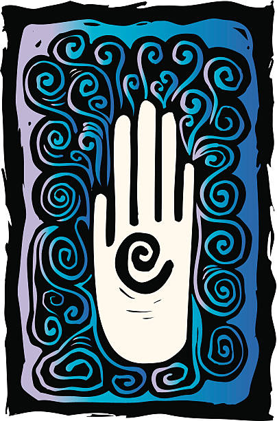 Open Spiral Hand vector art illustration