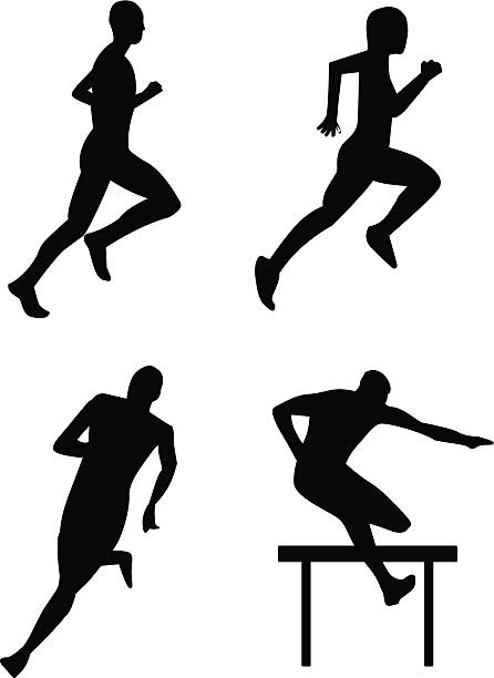 ilustrações de stock, clip art, desenhos animados e ícones de e corrida de cavalos com obstáculos - hurdling hurdle vector silhouette