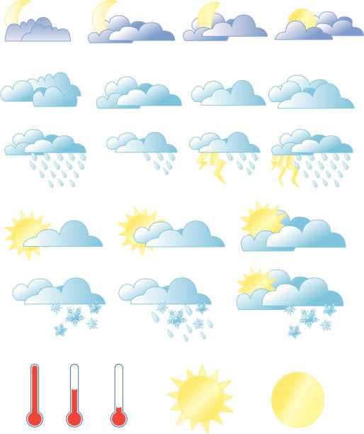 Weather Graphics Different weather illustrations for various forecasts. weather balloon stock illustrations