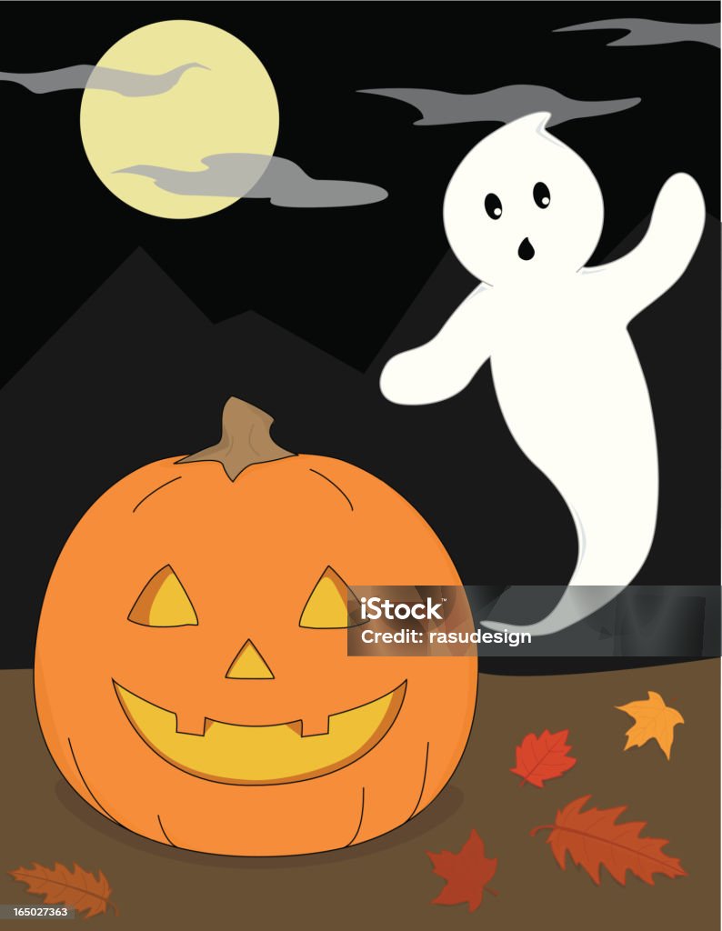 Clásico Halloween escena - arte vectorial de Calabaza gigante libre de derechos