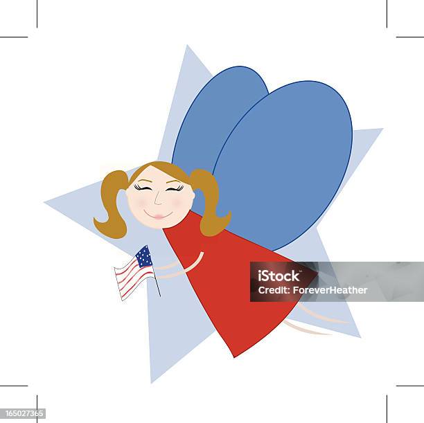 Happy American Angel Stock Illustration - Download Image Now - Adult, American Flag, Angel