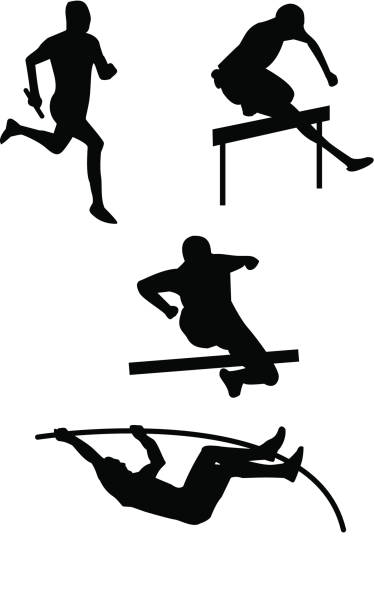 ilustrações, clipart, desenhos animados e ícones de atletismo da - hurdling hurdle vector silhouette