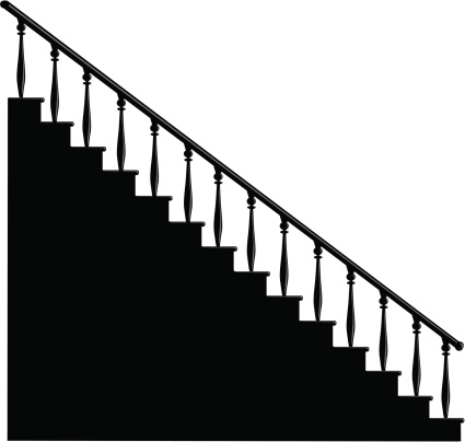 a simple staircase, the bannister is easily removed, steps in black with grey for highlights