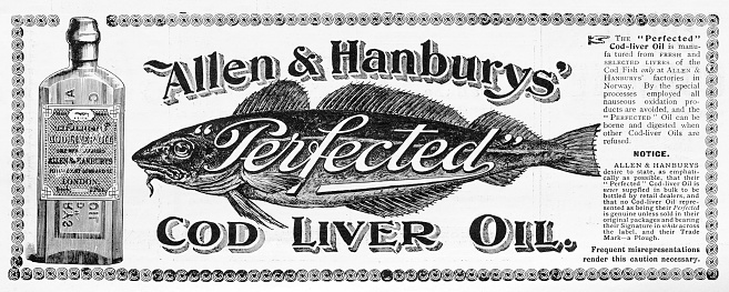 Antique image from British magazine: Cod liver oil