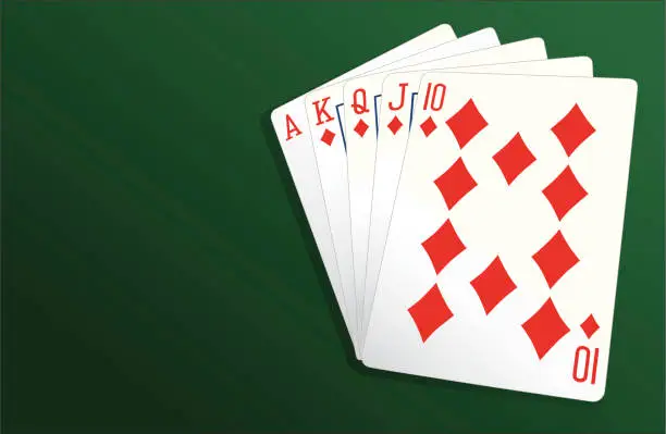 Vector illustration of Poker Royal Flush - Vector