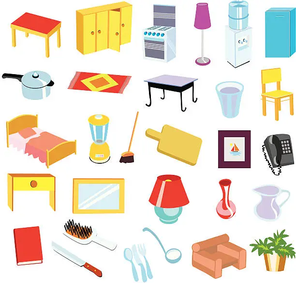 Vector illustration of All in one home objects