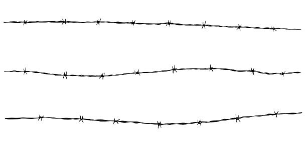 철조망 엑센트 (벡터 - barbed wire stock illustrations