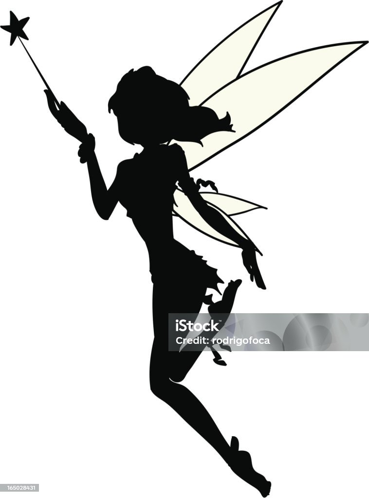 Little Fairy Silhouette Tatoo Vector AI, EPS and HI Resolution JPEG file included Tinker Bell - Fairy stock vector