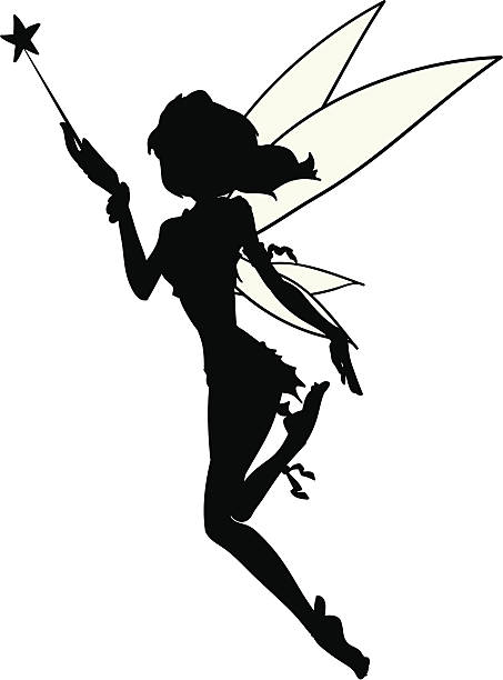 Little Fairy Silhouette Tatoo Vector vector art illustration