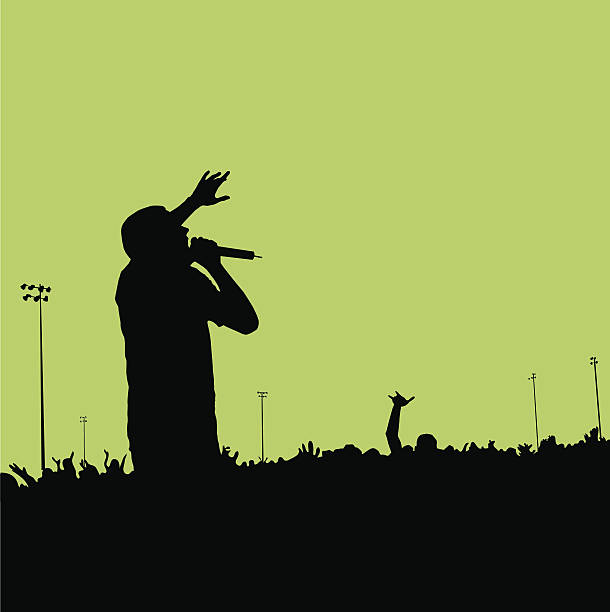 ilustrações, clipart, desenhos animados e ícones de show de rock silhueta#01 - men shouting human hand sound