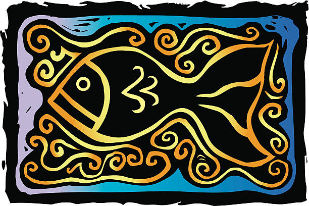 Here Fishy vector art illustration